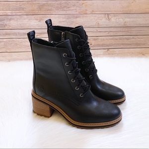 timberland high heel boots black